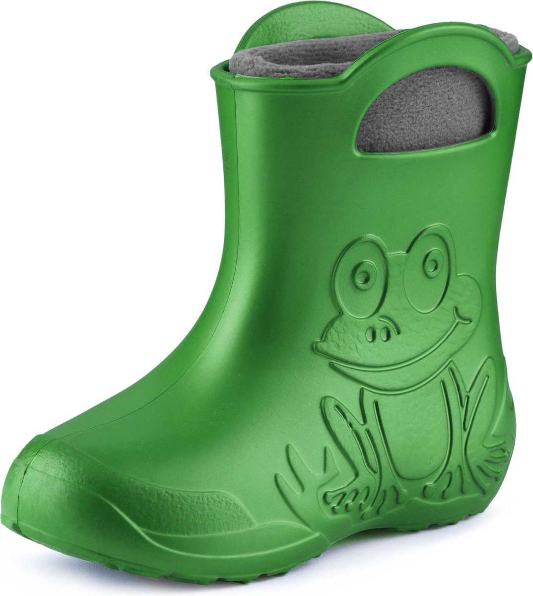 Ladeheid LA-CA-FrogWinter Kinder Regenlaarzen - Rubber - met Binnenschoen - EVA - Wasbare Binnenschoen - Smaragdgroen/Grijs - 32/33