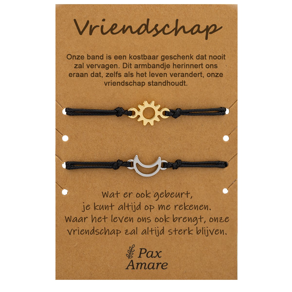 Vriendschapsarmbandjes voor 2 met Zon & Maan - Goud & Zilver - Elastisch verstelbaar - Vriendschap Cadeau - Pax Amare