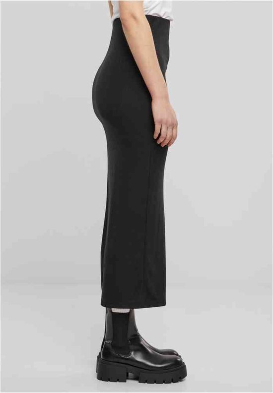 Urban Classics - Jupe longue côtelée à fente haute - XL - Zwart