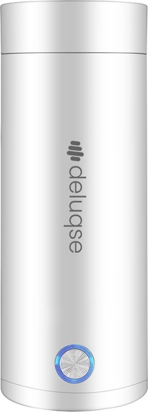 Mini waterkoker 9 Deluqse® Draagbare Reis Waterkoker - 400ml - Mini Waterkoker - Smart Thermosbeker - Instant Waterkoker - Kleine Waterkoker voor Camping & Onderweg - Wit