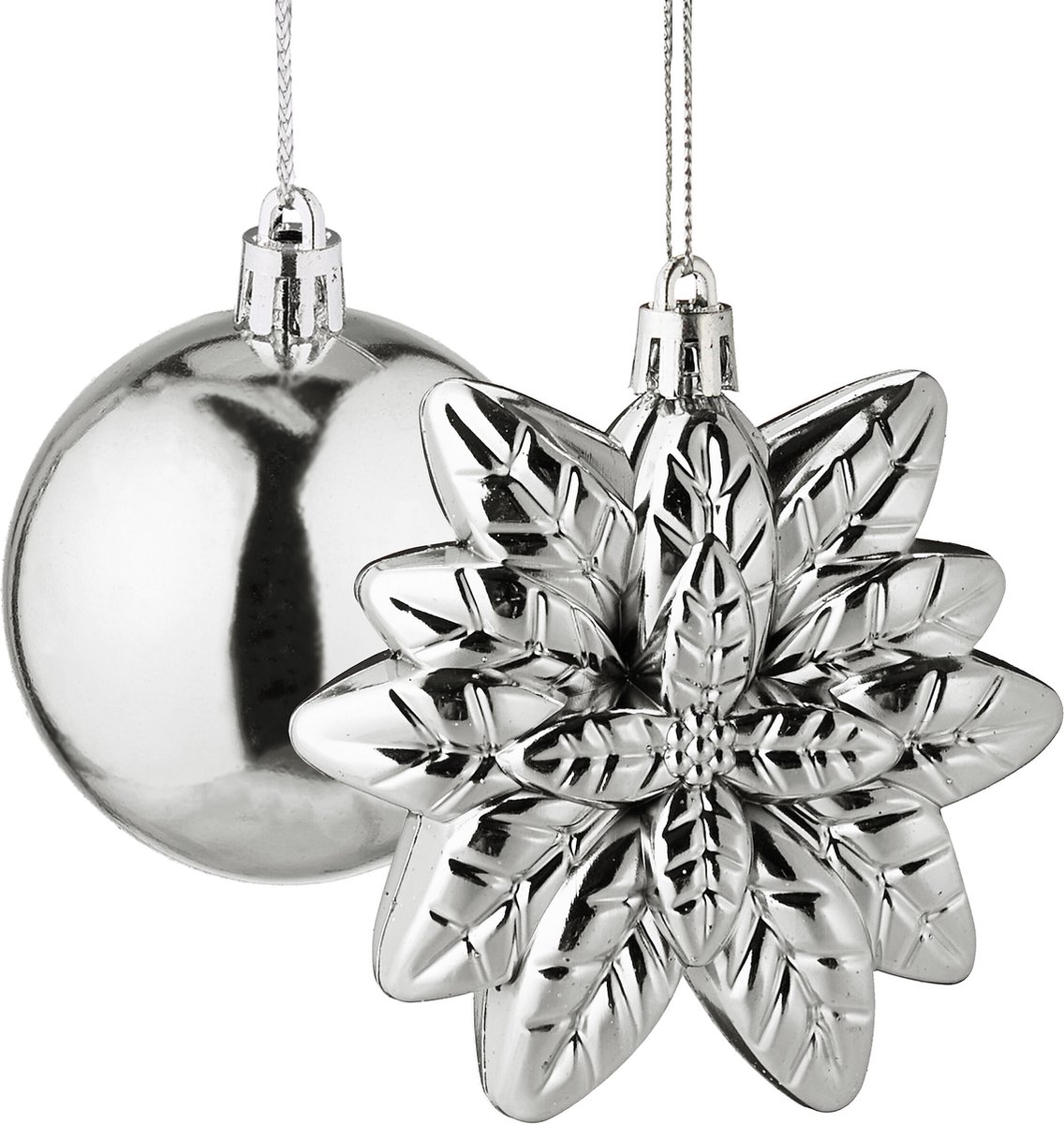 Kerstballen set van 100 - plastic - mat - glanzend - glitters - 10 designs - paars – foto 3