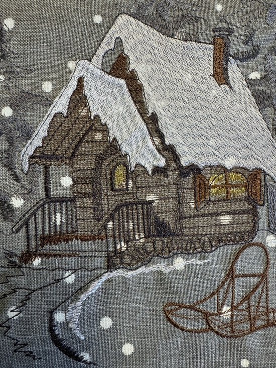 Chemin de table - Noël - Grijs - Scène d'hiver avec flocons de neige - Chemin 40 x 85 cm
