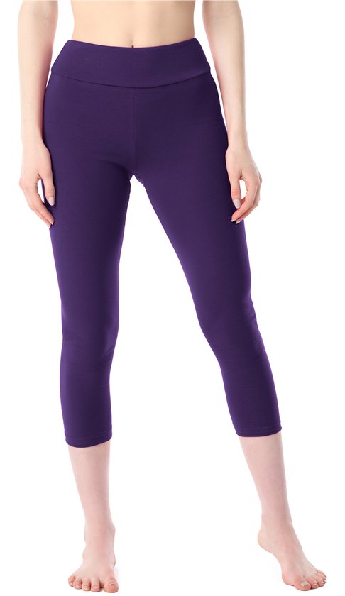 Merry Style MS-MS10-430-LE Dames Capri Leggings - Sport - Vrijetijdsbroek - 3/4 Lengte - Katoen - Sporbroek - Yogabroek - Paars - S