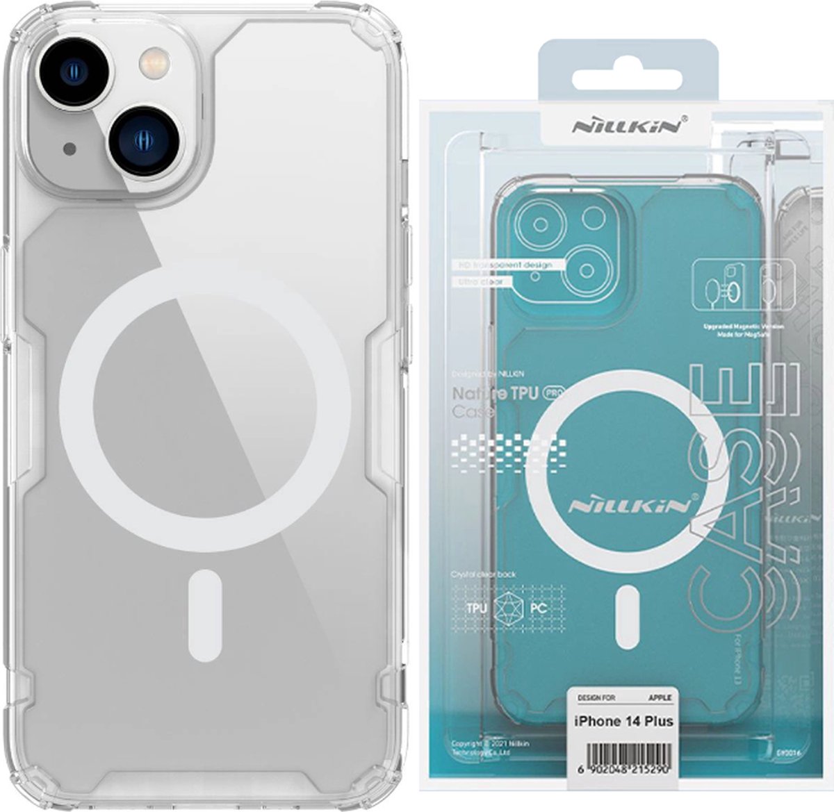 Nillkin - Nature - Pro gepantserde case met MagSafe voor iPhone - 15 - Plus - wit