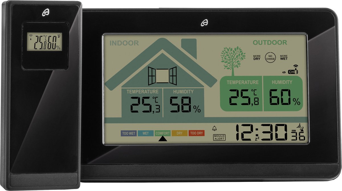 AURIOL Weerstation met ventilatieadvies Temperatuur- en vochtigheidsweergave voor binnen en buiten Met schimmelalarm