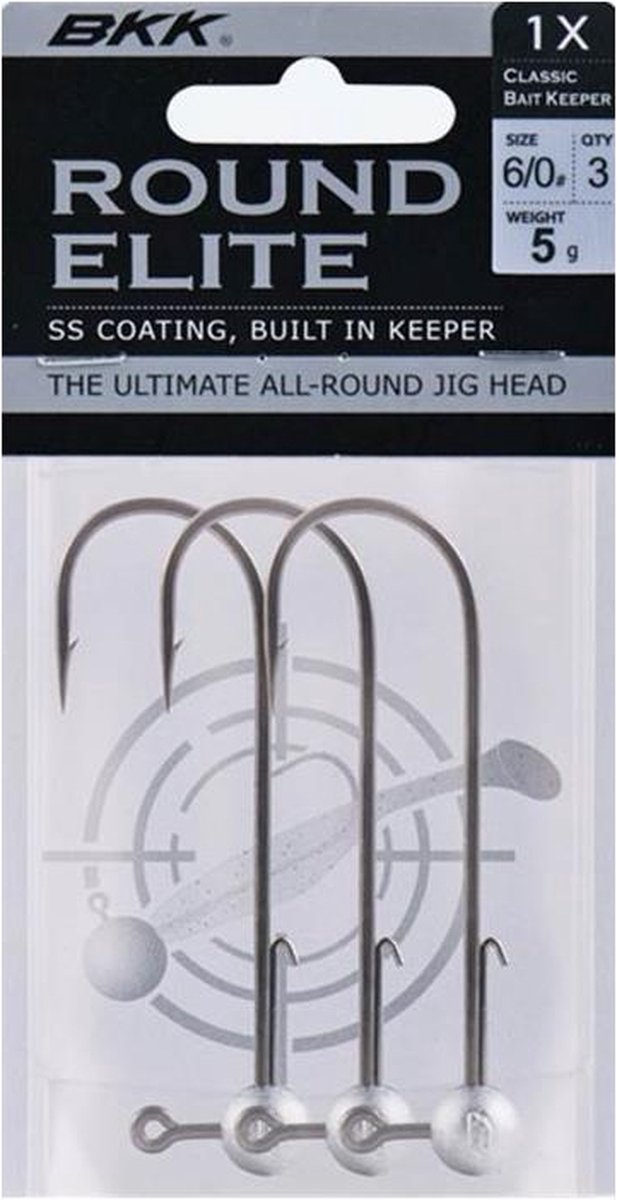 BKK Round Elite Jigheads + Baitkeeper Grijs 12g - Haak: 1