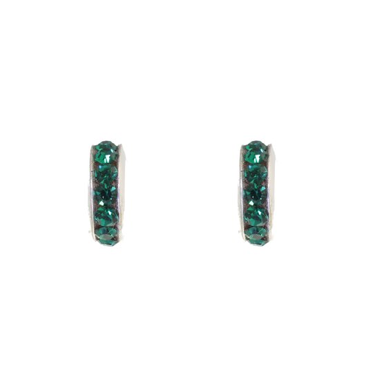 Behave – Boucles d'oreilles – Petite boucle d'oreille en argent sterling 925 avec pierres de cristal vert foncé