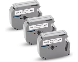 Label Tape Geschikt voor Brother M-K231 | 12mm x 8 m | Zwart op Wit - 3 stuks - Geschikt voor: PT-55 PT-60 PT-65 PT-75 PT-80 PT-85 PT-90 PT-BB4 PT-M95 P-Touch 55 P-Touch 60 P-Touch 65 P-Touch 75 P-Touch 80 P-Touch 85