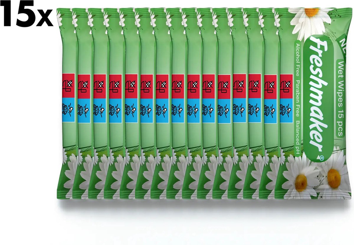Goedkoopste Freshmaker Madeliefje Natte Zakdoekjes Voordeelbundel - 15x15 Stuks | Compact & Verfrissend
