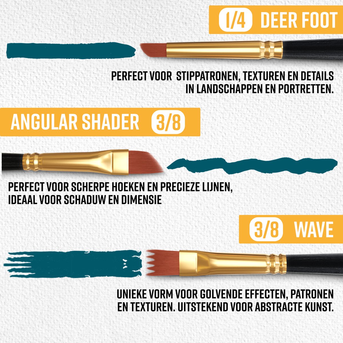 Napi Penselen Set 12 Stuks - Kwasten voor Aquarel, Olieverf, Acrylverf, Waterverf, Schmink - Geschikt voor Schilderen, Modelbouw en Gouache — afbeelding 11