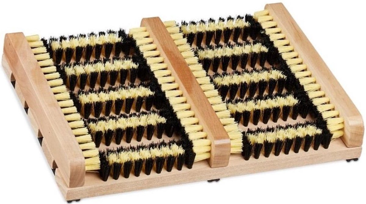 Voetenveger - Deurmat - Schoonloopmat - Borstel - Droogloopmat - Binnen EN Buiten - Borstelmat - 36 x 26 CM - Hout + Polyester
