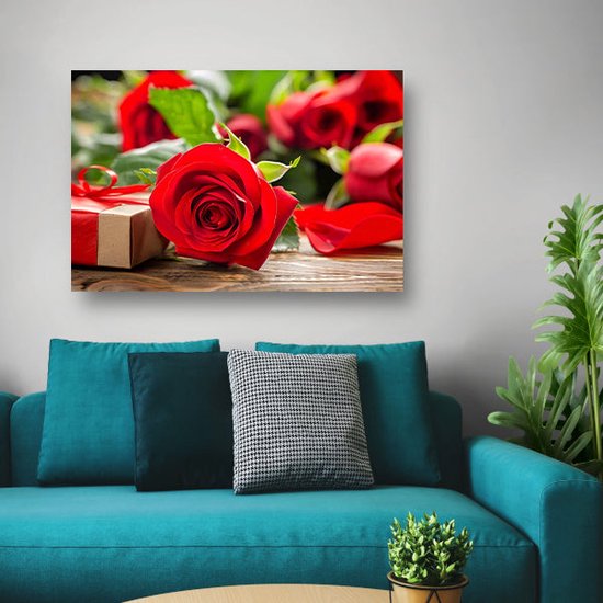 Rozen wanddecoratie - Bloemen schilderij - Glas schilderijen Lint - Schilderijen op glas industrieel - Plexiglas - Woonkamer accessoires acrylglas 75x50 cm