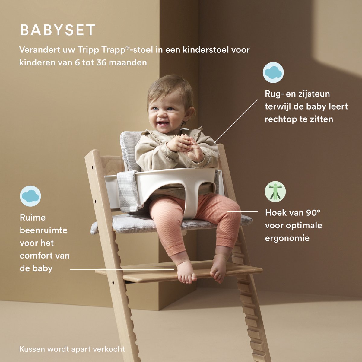 Stokke Tripp Trapp-kinderstoel, sereen roze (inclusief stoel en babyset2) met newbornset thumbnail 4