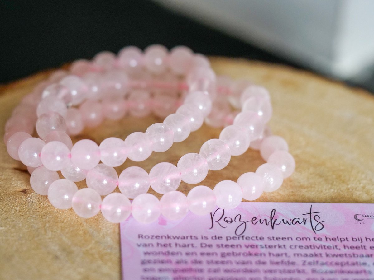Rozenkwarts Armband met kralen, 8mm, edelstenen - Perfect cadeau voor vrouwen- Inclusief uitleg - Spiritueel - Rosequartz - Liefde - Connectie - Trauma - Healing - Gebroken Hart - Verlies - Verdriet - 100% NATUURLIJK