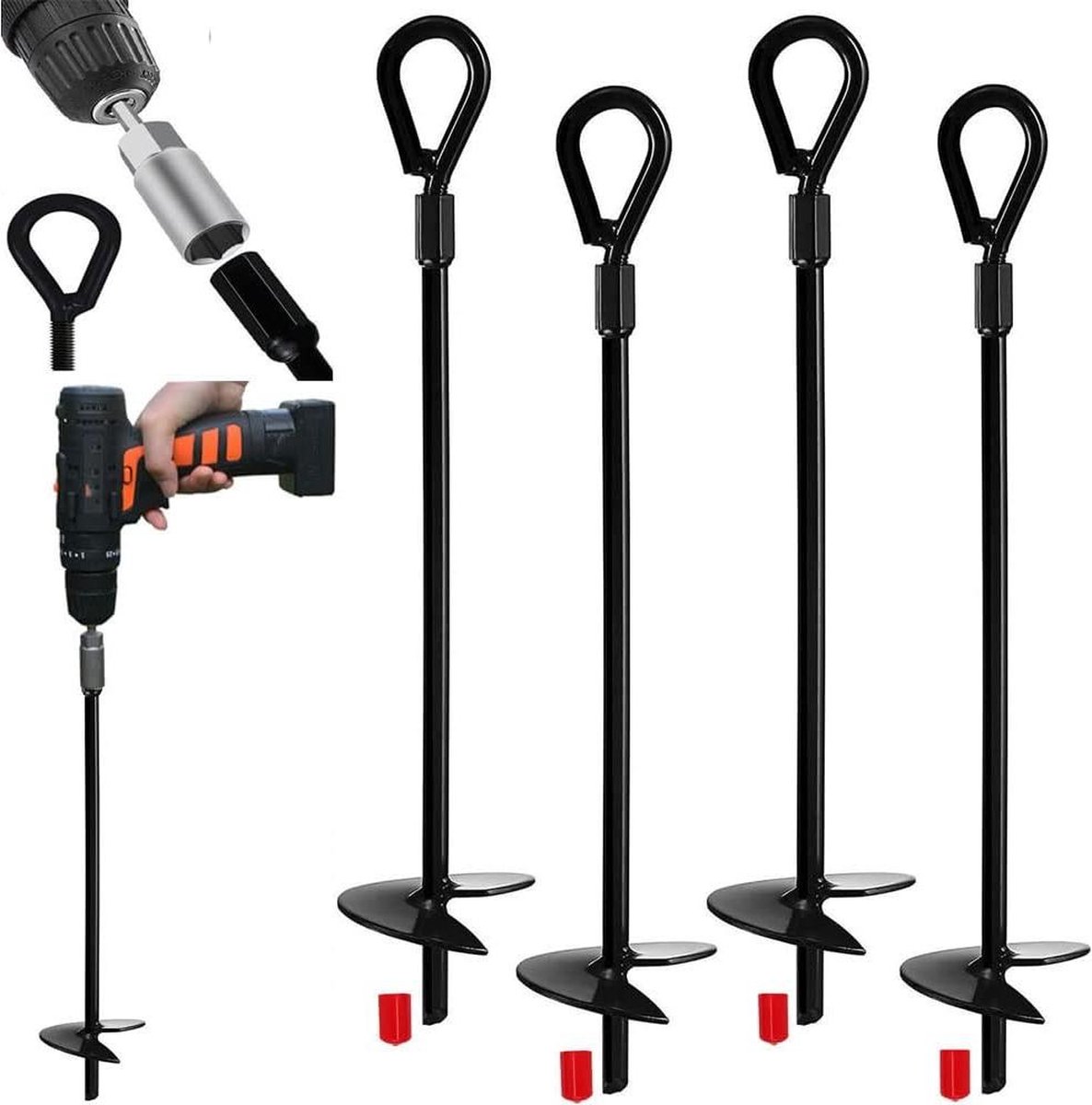 15 Inch/38 cm Heavy Duty Grondanker voor Shelters Luifels Tenten Schommelsets Trampolines - 4-pack Adapter Niet Inbegrepen