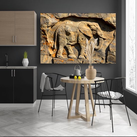 Peintures sur verre éléphants - Peinture animalière sur verre - Peinture murale - Peintures sur verre industriel - Peintures plexiglas - Art mural verre acrylique 75x50 cm