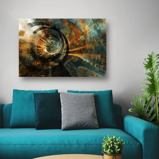 Geld glasschilderij - Economie wanddecoratie - Glas schilderijen Tunnel - Wanddecoratie modern - Plexiglas - Decoratie woonkamer acrylglas 60x40 cm