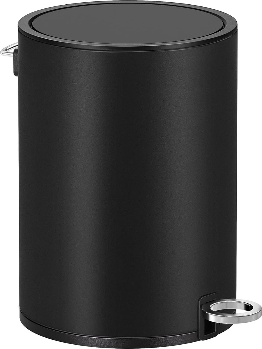 Goedkoopste FurnStar - Pedaalemmer - Badkamerbak met deksel - toiletbak - 3L cosmeticabak - kleine afvalbak - soft close - uitneembare plastic binnenemmer - voor slaapkamer - kantoor - staal - zwart