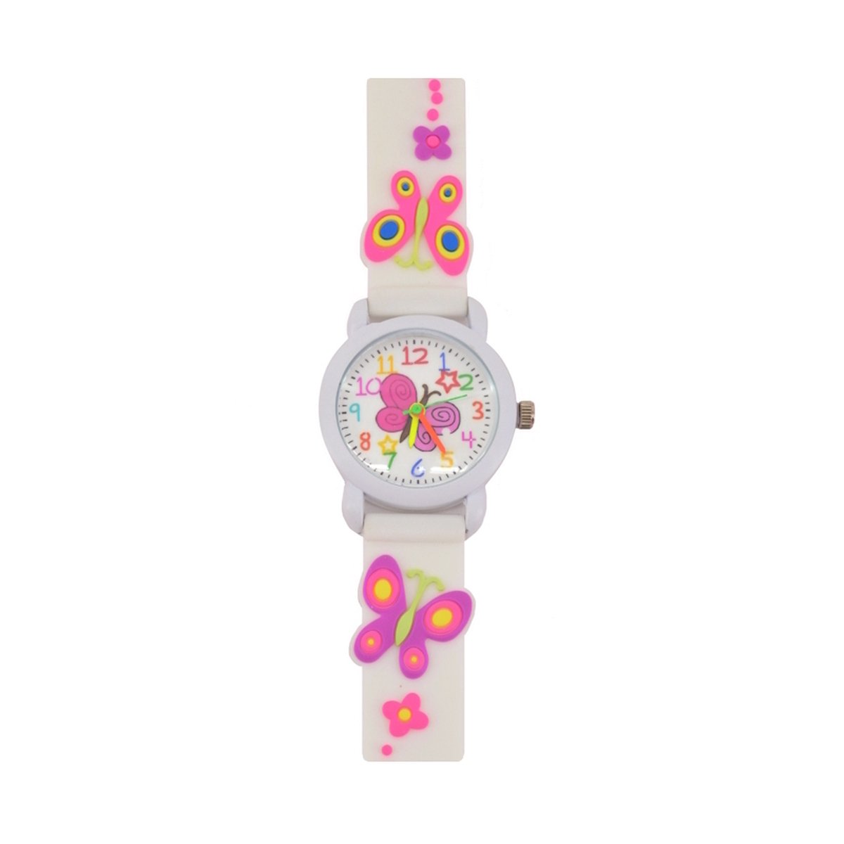 Kinderhorloge - 3D Vlinder Wit | Siliconen | Ø 25 mm