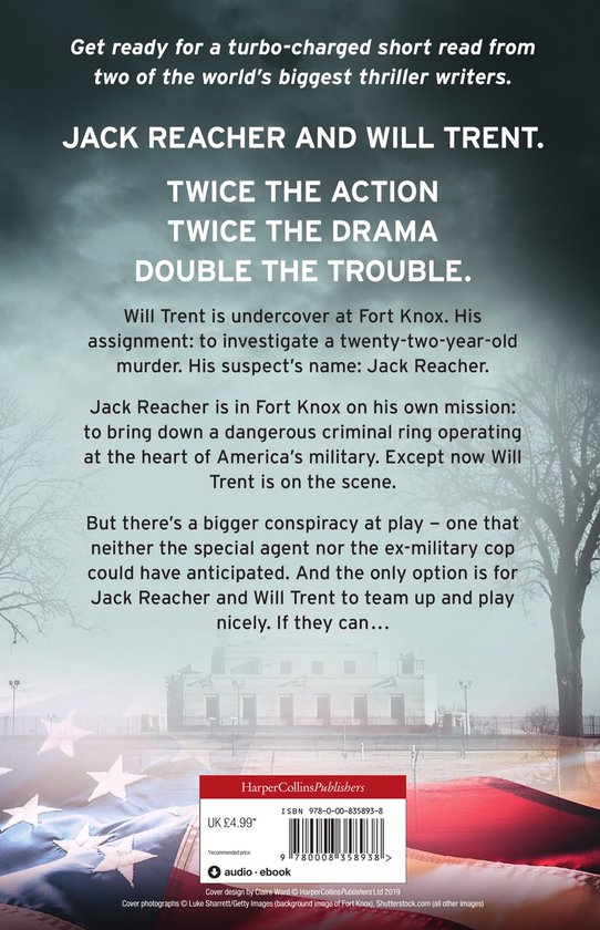 Boekomslag met de titel 'Cleaning the Gold'. De tekst vermeldt Jack Reacher en Will Trent.