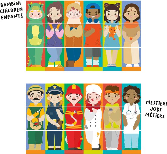 Quercetti Tubo Mix & Match Puzzle Rotatif Enfants et Métiers