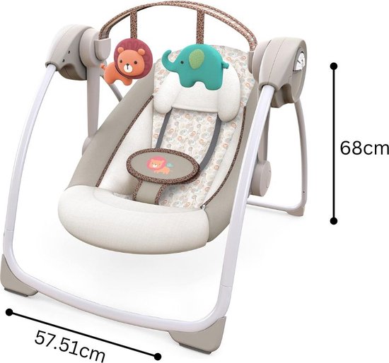 Elektrische Schommelstoel Baby - Baby Swing - Wipstoel Baby's met Speelboog - Beige van Kidzrock — afbeelding 2