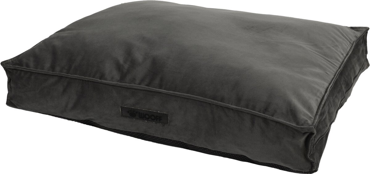 Wooff Matraskussen Uni Velours Antraciet - Hondenmatras - 75x55x15 cm