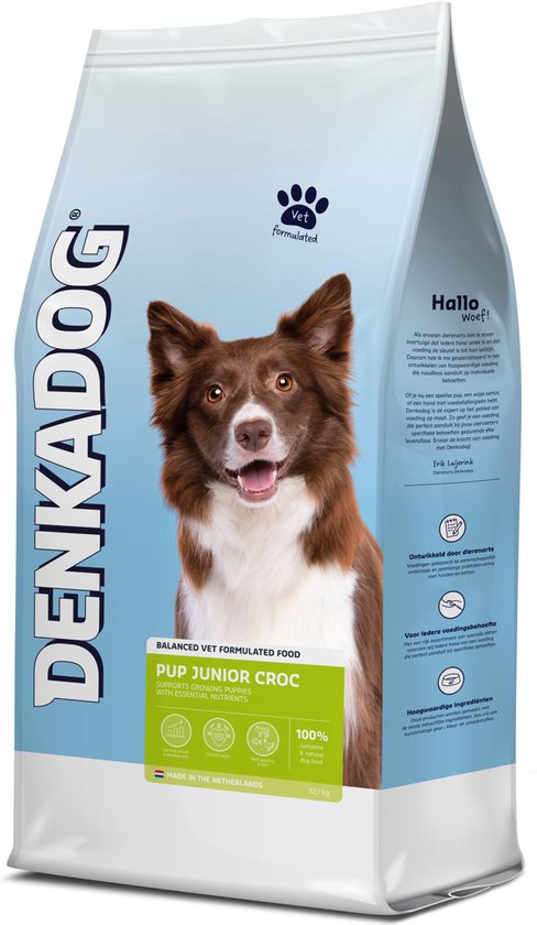 Denkadog Pup Junior Croc Rund&Kip&Vis - Hondenvoer - 12.5 kg
