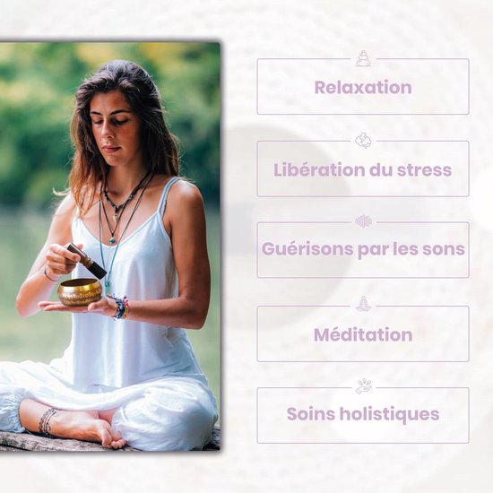 Ambachtelijke Tibetaanse Klankschaal van Brons - Gemaakt in Nepal - Inclusief Kussen en Hamer - Ideale Meditatie Healing - E-book PDF van Forever&Zen — afbeelding 4