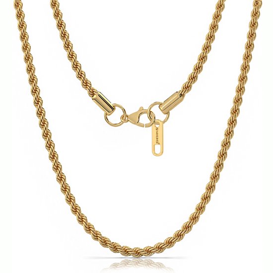 Malinsi Collier Homme - Chaîne Corde 60cm - Complet Acier Inoxydable 4mm - Or Colliers homme