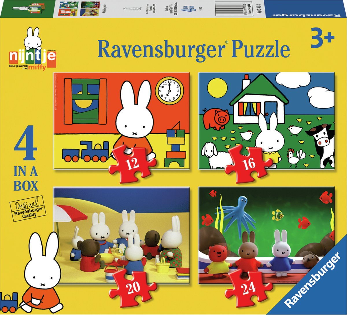 Ravensburger Nijntjes verjaardag 4in1box puzzel - 12+16+20+24 stukjes - kinderpuzzel