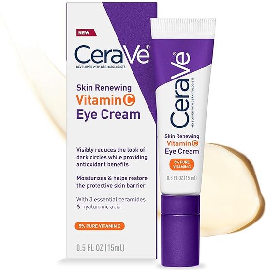 Foto: Cerave skin renewing vitamin c eye cream met vitamine c hyaluronzuur ceramiden cafe ne oogcr me voor donkere kringen en zwelling geurvrij 15 ml