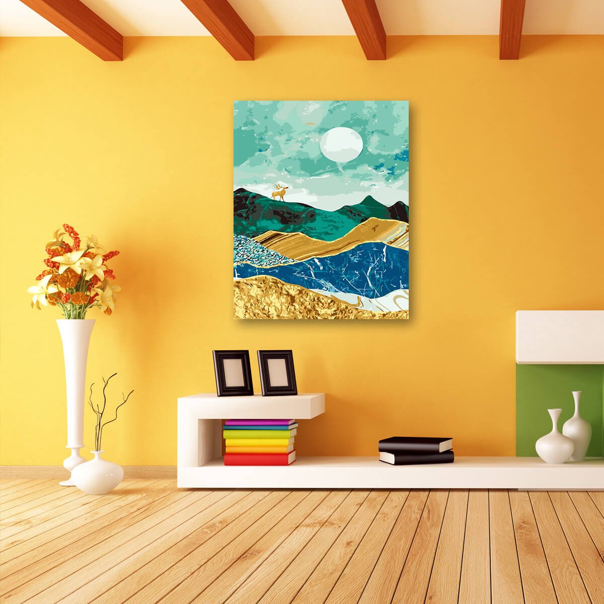 Schilderen Op Nummer Volwassenen DIY Paint By Number Compleet Hobby Pakket op Frame met Vernis - ®Arty Bee - Wonderland Marmer Rendier 40x50cm — afbeelding 3