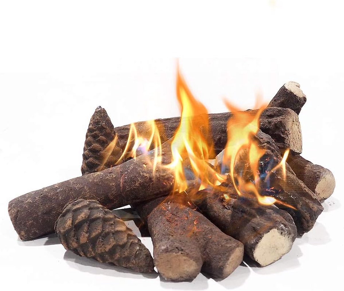 Keramische Houtblokken - Realistisch Keramisch Houtvuur - Decoratieve Houtblokken voor Gas Haard of Bio Ethanol Haard - Houtset - Vuurdecoratie - Haardaccessoires