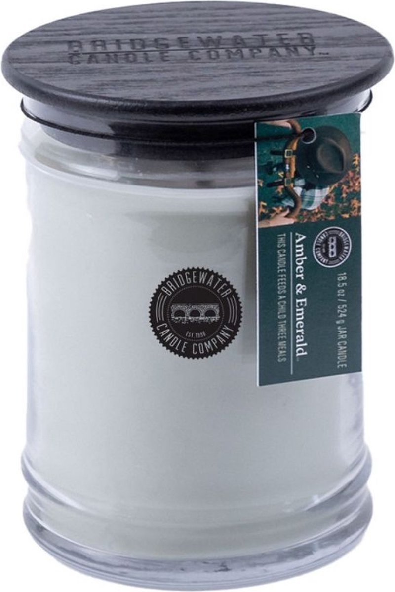 Bridgewater Candle Large jar Amber & Emerald - Nieuwe Geur - Olijfgroen