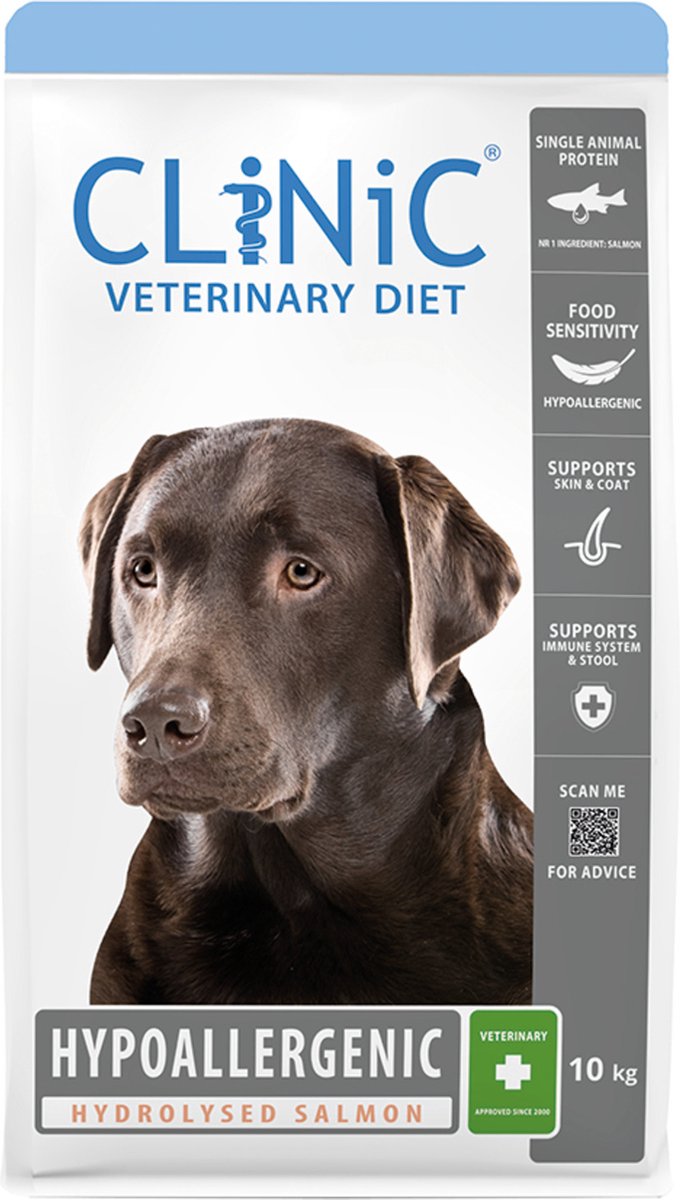 Clinic Veterinary Diet Dog Hypoallergenic Zalm - Dieethondenvoer - 10 kg
