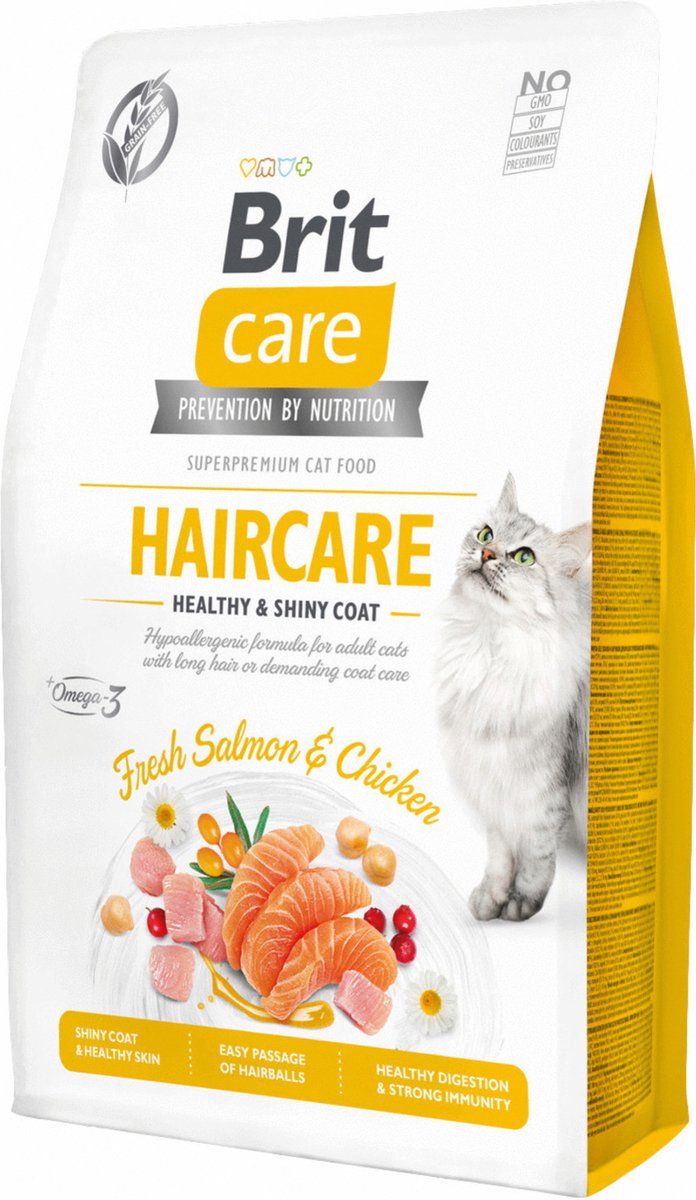 Brit Care Haircare Healthy & Shiny Coat Zalm&Kip - Kattenvoer - 2 kg
