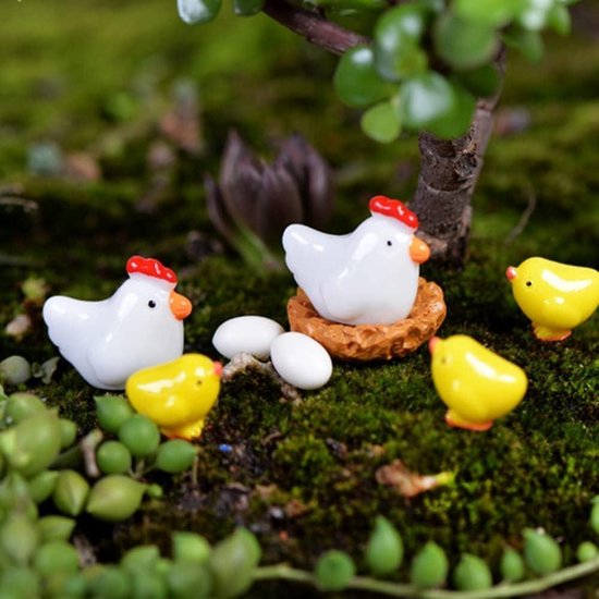 Kippen Decoratie Figuren, 2-delige Set: Paasdecoratie van polyresin, Kuiken Decoratie voor Tafel, Lenteversiering Pasen, Paas Decoratie Binnen, Goud, Paasfiguren Modern, Kip, Lente, 12 cm