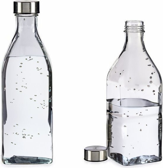 Belle Vous 4x glazen waterkan met deksel - 1,1L karaf voor sap of