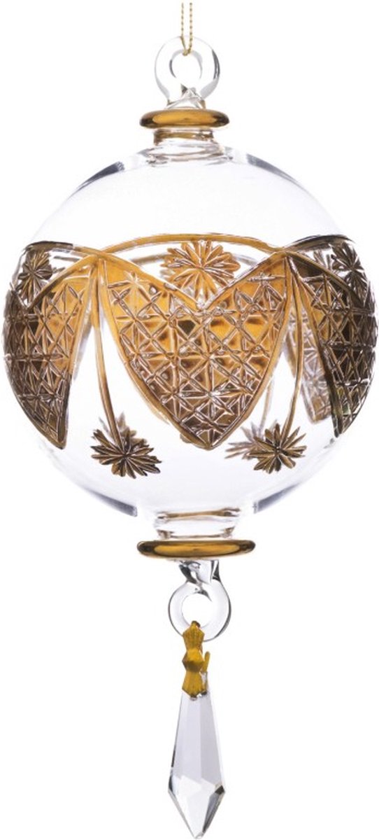 Goodwill Kerstbal Mond geblazen Glas-Goud D 14 cm
