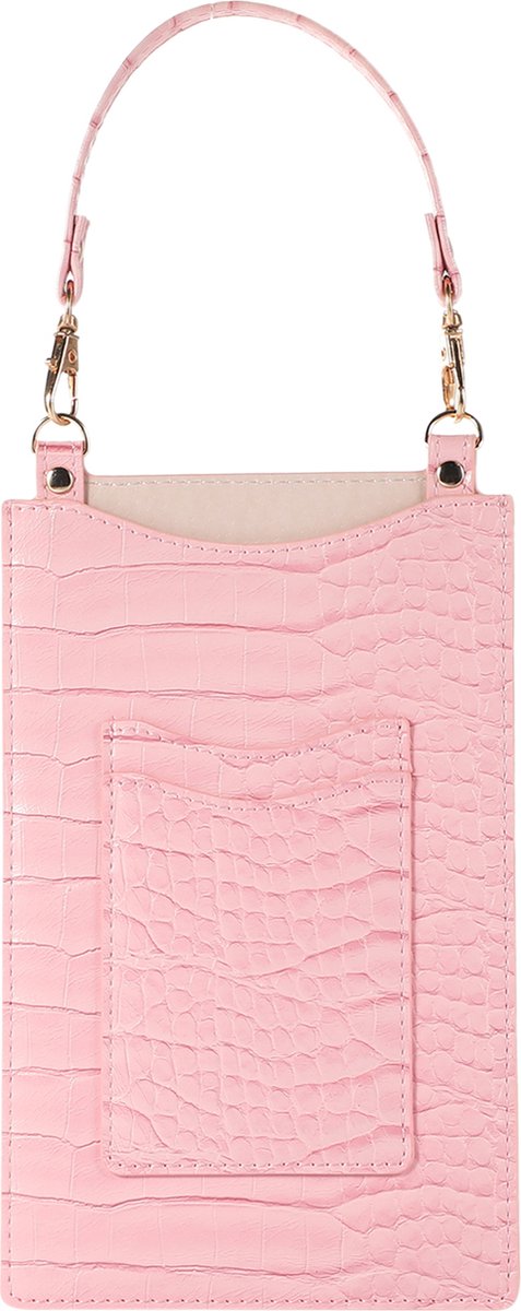 Stravo Kleine Telefoontas Mobiele Telefoon Portemonnee Portemonnee met Creditcardvakken voor Vrouwen - Stone 3# - Roze - Meisjes Mini Handtas Steen Getextureerde Leren Telefoontas voor iPhone/Samsung/Huawei/Google/etc Telefoon binnen 7 Inch