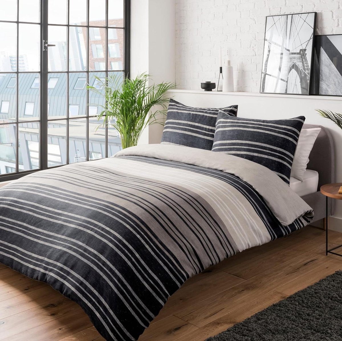 Omkeerbaar bruin Easy Care Soft Cosy Dekbedovertrek Quilt Beddengoed Set - 200 cm x 200 cm - Gestructureerd - inclusief 2 kussenslopen 80 cm x 80 cm dekbedovertrek 160x200