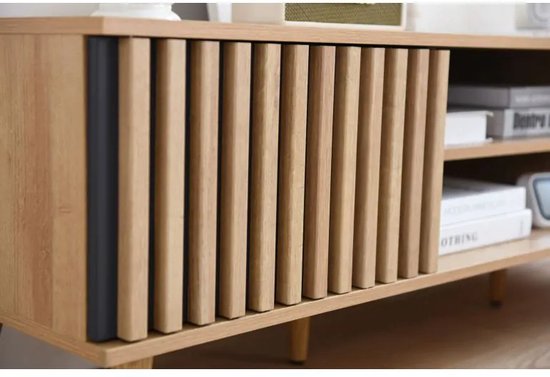 Mobistoxx - Meuble TV PISTACHE - 150cm - 2 portes - bois marron/noir