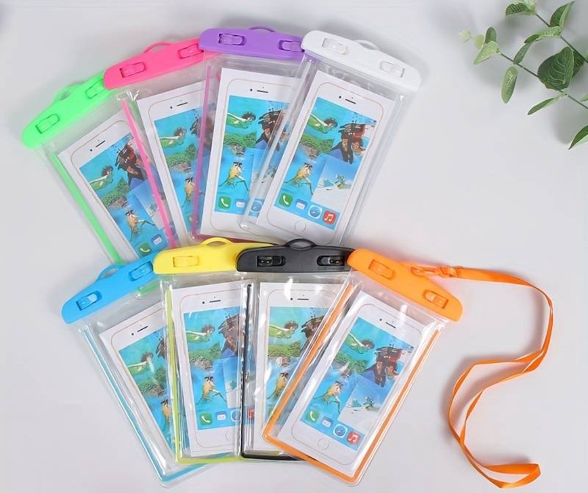 Nivard Waterdichte Telefoonhoesjes - Waterdicht Telefoonzakje - Waterproof Festival Opbergtasje - Documententasje - Waterbestendig - Zwart & Geel