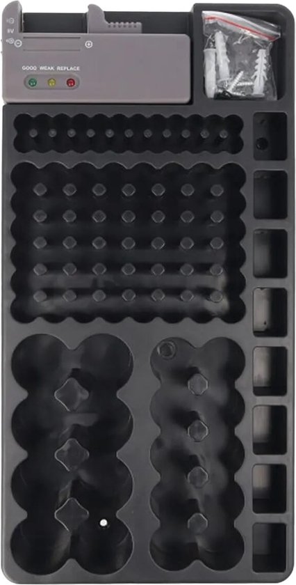 JJC Vochtbestendige batterij opbergdoos doos batterijen draagtas houder organizer voor 14X AAA 10X AA of 14500 oplaadbare batterij - met batterijtester