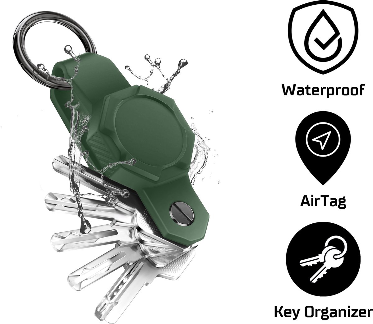 Waterdichte AirTag Sleutel Organizer - AirTag Sleutelhanger – AirTag Houder - Sleutelhouder - Groen
