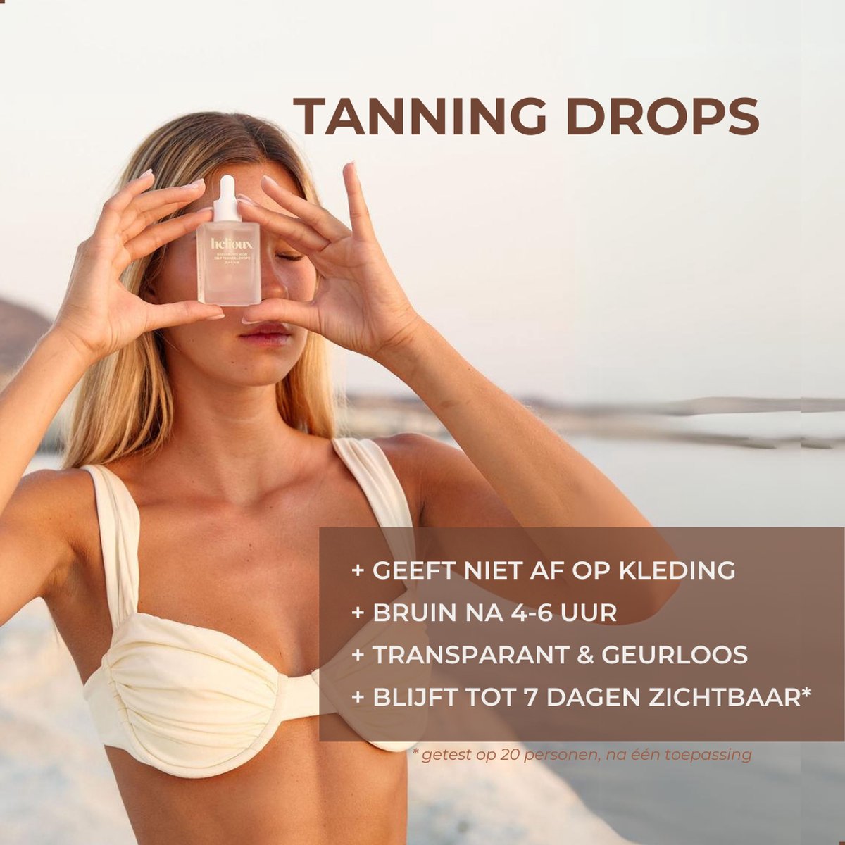 Helioux® Zelfbruiner Druppels - Hyaluronic Acid Self Tanning Drops - Magic Drops - Lichaam & Gezicht - Award Winning Zelfbruiner Druppels – foto 2