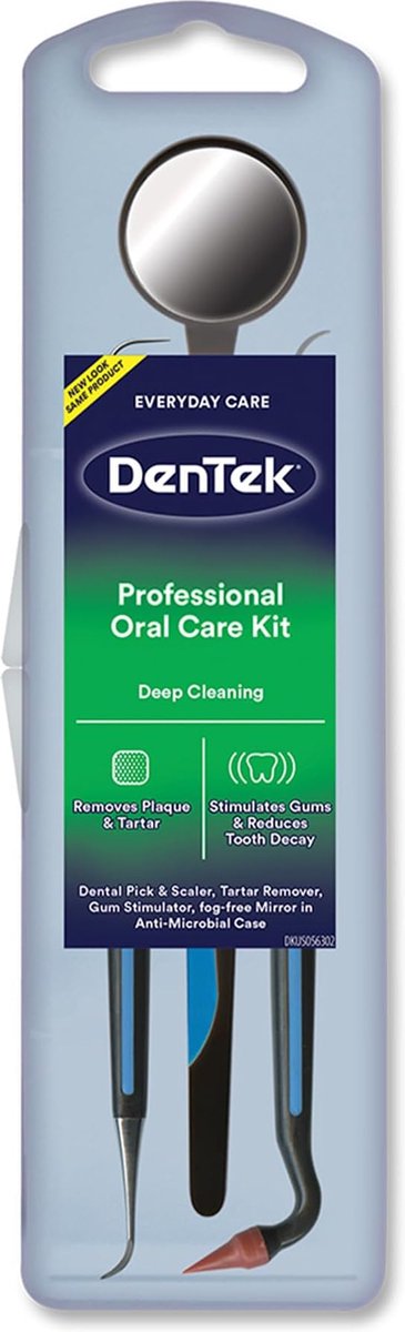 DenTek - mondverzorgingsset, Advanced Clean - pick, scaler, stimulator en tandheelkundige spiegel, wit