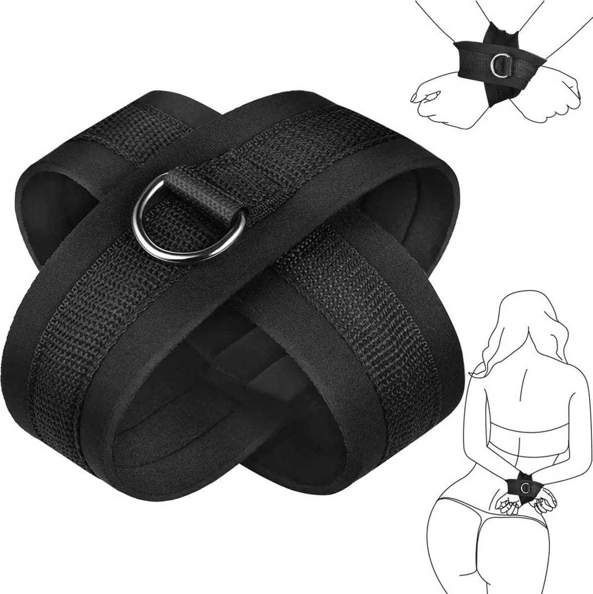 Goedkoopste Handboeien BDSM unieke uitvoering - One size - Met bondage ring voor extra mogelijkheden