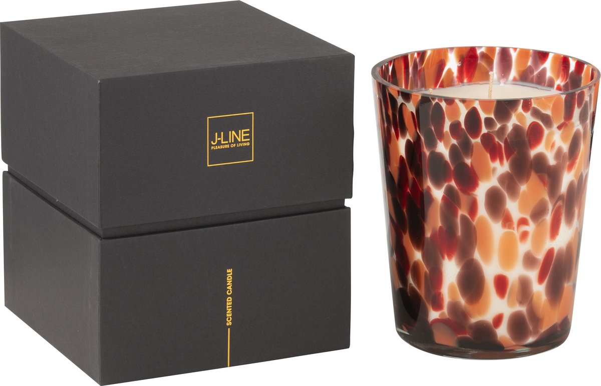 J-Line geurkaars Noa - Magnificent Birch - glas - rood - medium - 68U Multi